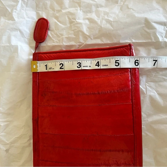 Summer Boho Red Genuine Eel Skin Leather Zipper Cluth - Picture 11 of 13